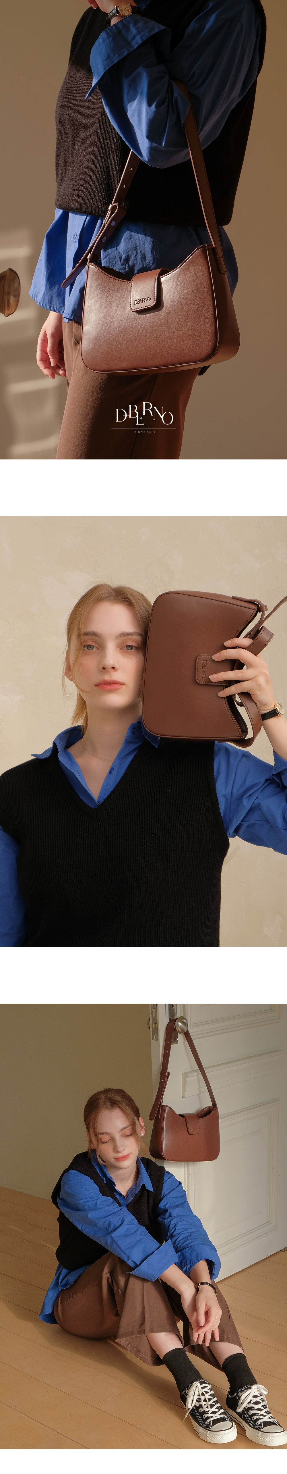 MUSINSA | DBERNO Classic Embo Hobo Bag (Brown)