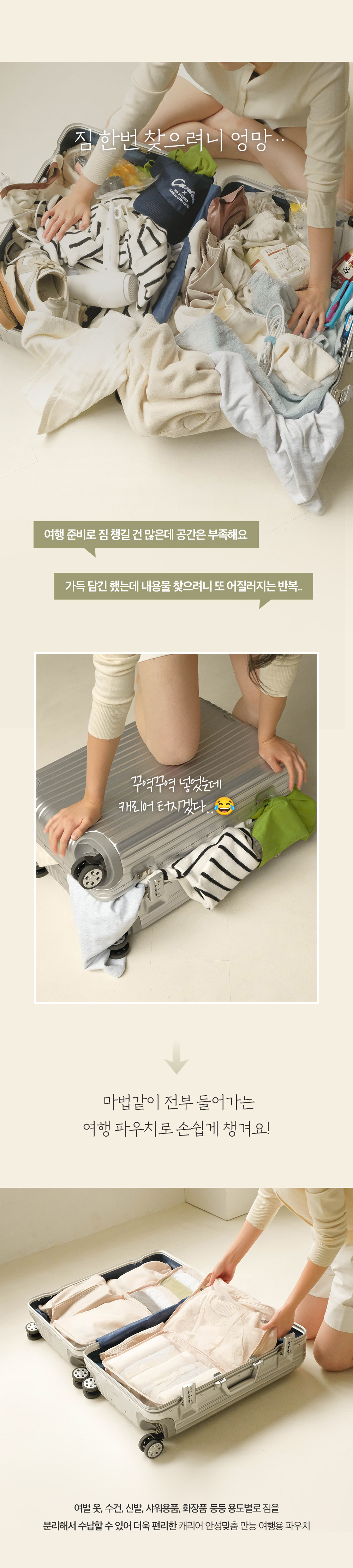 [7종세트] 여행용 파우치 캐리어 정리백 상세 이미지 3